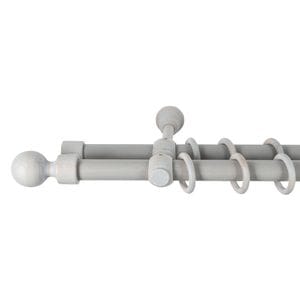 Galerie dubla lemn masiv Giro, nuanta gri-antic, 360 cm - kit complet