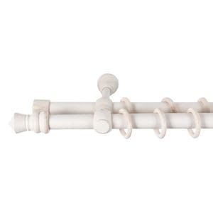 Galerie dubla lemn masiv King, nuanta alb-antic, 400 cm, kit complet