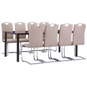 Set mobilier de bucatarie vidaXL, 9 piese cappuccino piele ecologica