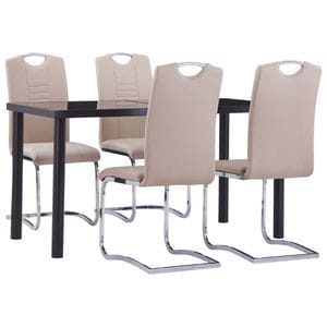 Set mobilier de bucatarie vidaXL, 5 piese, cappuccino, piele ecologica