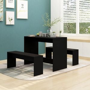 Set mobilier de bucatarie vidaXL, 3 piese, negru, PAL