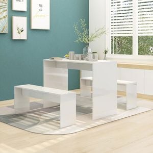 Set mobilier de bucatarie vidaXL, 3 piese, alb extralucios, PAL