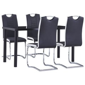 Set mobilier de bucatarie vidaXL, 5 piese, negru, piele ecologica