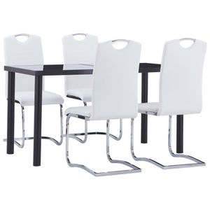 Set mobilier de bucatarie vidaXL, 5 piese, alb, piele ecologica