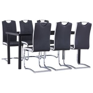 Set mobilier de bucatarie vidaXL, 7 piese, negru, piele ecologica