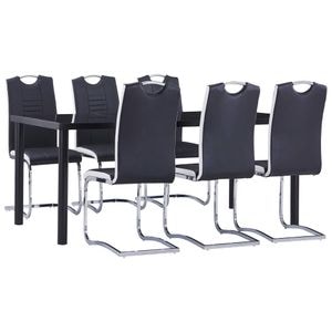 Set mobilier de bucatarie vidaXL, 7 piese, negru, piele ecologica