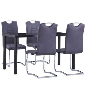 Set mobilier de bucatarie vidaXL, 5 piese, gri, velur ecologic