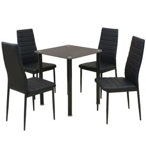 Set masa si scaune de bucatarie vidaXL, 5 piese, negru