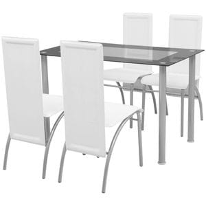Set masa cu scaune vidaXL, 5 piese, alb