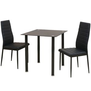 Set masa si scaune de bucatarie vidaXL, 3 piese, negru