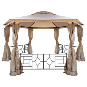 Cort pavilion, tip foisor, cu pereti laterali tip plasa insecte, 4x2.75 m, bej