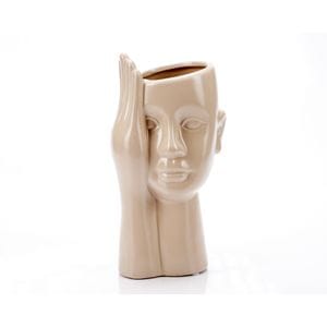 Vaza decorativa Ella Home Mind, ceramica, 13 x 10 x 24 cm, crem