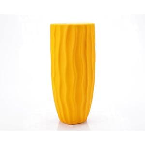 Vaza decorativa Ella Home Waves, ceramica, 12 x 12 x 29 cm, galben