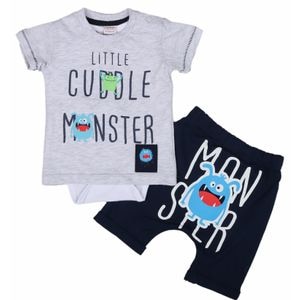 Set Little Monster Minikids, gri, 80, 9-12 luni