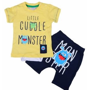 Set Little Monster Minikids, galben, 74, 6-9 luni