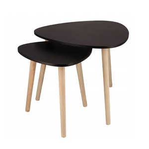 Set masute cafea living, bambus lacuit/MDF, maro-negru