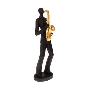Statueta Ella Home Men with Saxofone, Rasina, 32 cm, negru