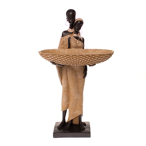 Statueta Ella Home African Couple, rasina, 37 cm, negru