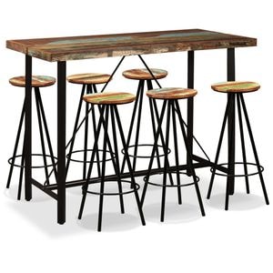 Set mobilier de bar vidaXL, 7 piese, lemn masiv reciclat