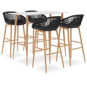 Set mobilier de bar vidaXL, 5 piese, alb-negru