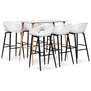 Set mobilier de bar vidaXL, 7 piese, alb
