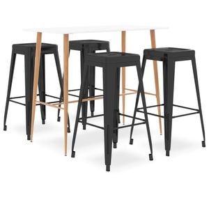 Set mobilier de bar vidaXL, 5 piese, alb si negru