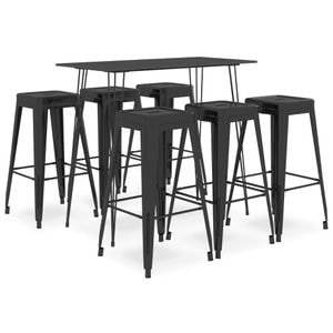 Set mobilier de bar vidaXL, 7 piese, negru