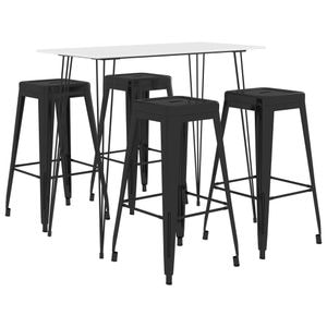 Set mobilier de bar vidaXL, 5 piese, alb si negru