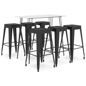 Set mobilier de bar vidaXL, 7 piese, alb si negru