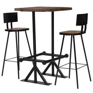 Set mobilier de bar vidaXL, 3 piese, lemn masiv reciclat
