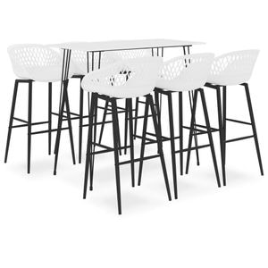 Set mobilier de bar vidaXL, 7 piese, alb