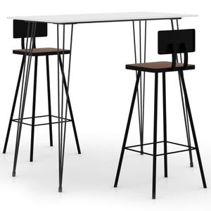 Set mobilier de bar vidaXL, 3 piese, alb