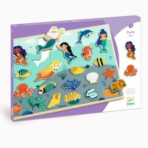 Puzzle lemn Ocean, Djeco, +2 ani, 22 piese