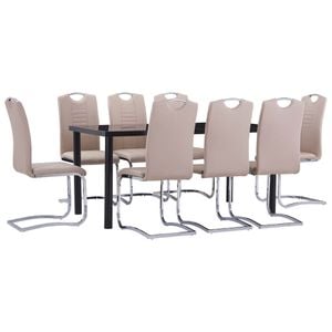 Set mobilier bucatarie vidaXL, 9 piese, cappuccino, piele ecologica
