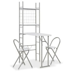 Set mobilier bucatarie cu depozitare vidaXL, 3 piese, alb, MDF/otel