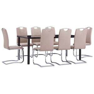 Set mobilier bucatarie vidaXL, 9 piese, cappuccino, piele ecologica