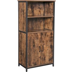 Comoda Vasagle cu rafturi tip bufet, utilizare multifunctionala, stil industrial, 35x60x125cm, maro rustic