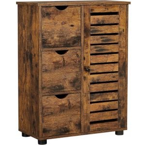 Comoda Songmics cu 3 sertare si dulap, 60x30x80cm, maro rustic