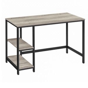 Birou VASAGLE cu 2 rafturi pe stanga sau dreapta, cadru din otel, 60x120x75cm, industrial, gri stejar