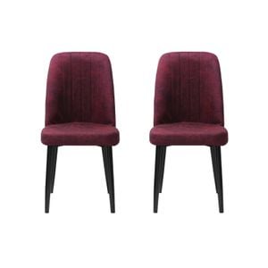 Set 2 Scaune Artemis, 90x43x43 cm, bordo, picior negru