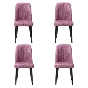 Set 4 Scaune Artemis, 90x43x43 cm, roz, picior negru