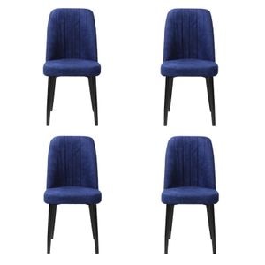 Set 4 Scaune Artemis, 90x43x43 cm, albastru, picior negru