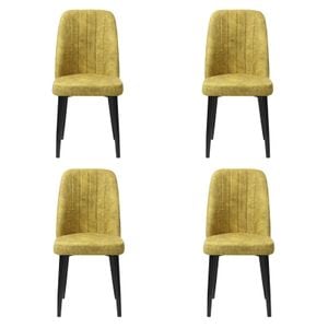 Set 4 Scaune Artemis, 90x43x43 cm, galben, picior negru