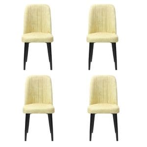 Set 4 Scaune Artemis, 90x43x43 cm, crem, picior negru