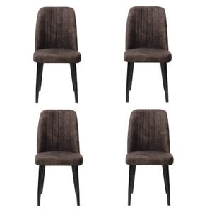 Set 4 Scaune Artemis, 90x43x43 cm, maro inchis, picior negru