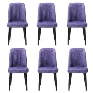Set 6 Scaune Artemis, 90x43x43 cm, mov, picior negru
