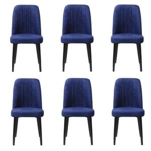Set 6 Scaune Artemis, 90x43x43 cm, albastru, picior negru