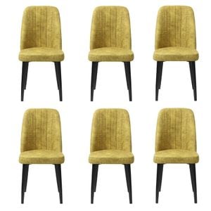 Set 6 Scaune Artemis, 90x43x43 cm, galben, picior negru