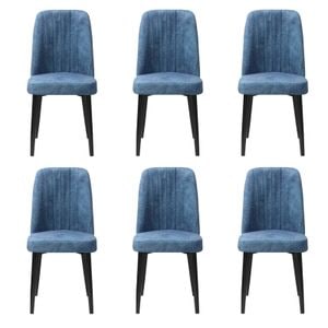 Set 6 Scaune Artemis, 90x43x43 cm, blue, picior negru