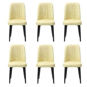 Set 6 Scaune Artemis, 90x43x43 cm, crem, picior negru
